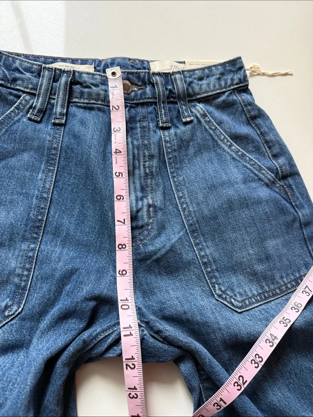 🆕 Universal Thread High-Rise Wide Leg Trouser Jeans in Medium Blue, Size 0 - Picture 10 of 11